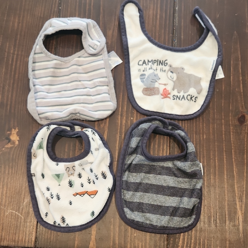 Gerber Baby Bib Set with Stripes and Animal Prints